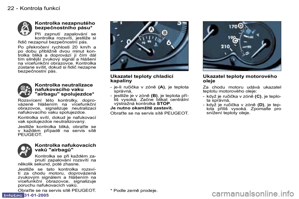PEUGEOT 206 2004.5  Návod na použití (in Czech) �2�2 �-
�3�1�-�0�1�-�2�0�0�5
�2�3
�-
�3�1�-�0�1�-�2�0�0�5
�K�o�n�t�r�o�l�k�a� �n�e�z�a�p�n�u�t�é�h�o�  
�b�e�z�p�e�č�n�o�s�t�n�í�h�o� �p�á�s�u�*
�P9�i�  �z�a�p�n�u�t�í�  �z�a�p�a�l�o�v�á�n�í� 