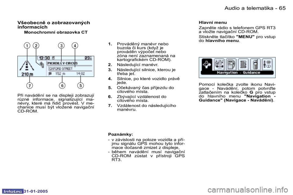 PEUGEOT 206 2004.5  Návod na použití (in Czech) �6�4 �-
�3�1�-�0�1�-�2�0�0�5
�6�5
�-
�3�1�-�0�1�-�2�0�0�5
�V�š�e�o�b�e�c�n)� �o� �z�o�b�r�a�z�o�v�a�n�ý�c�h�  
�i�n�f�o�r�m�a�c�í�c�h
�M�o�n�o�c�h�r�o�m�n�í� �o�b�r�a�z�o�v�k�a� �C�T �H�l�a�v�n�