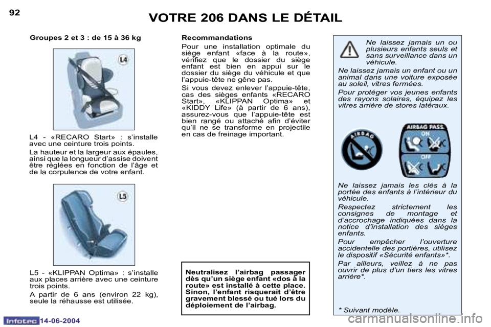 PEUGEOT 206 2004  Manuel du propriétaire (in French) �V�O�T�R�E� �2�0�6� �D�A�N�S� �L�E� �D�É�T�A�I�L�9�2
�1�4�-�0�6�-�2�0�0�4
�9�3�V�O�T�R�E� �2�0�6� �D�A�N�S� �L�E� �D�É�T�A�I�L
�1�4�-�0�6�-�2�0�0�4
�V�O�T�R�E� �2�0�6� �D�A�N�S� �L�E� �D�É�T�A�I�L
