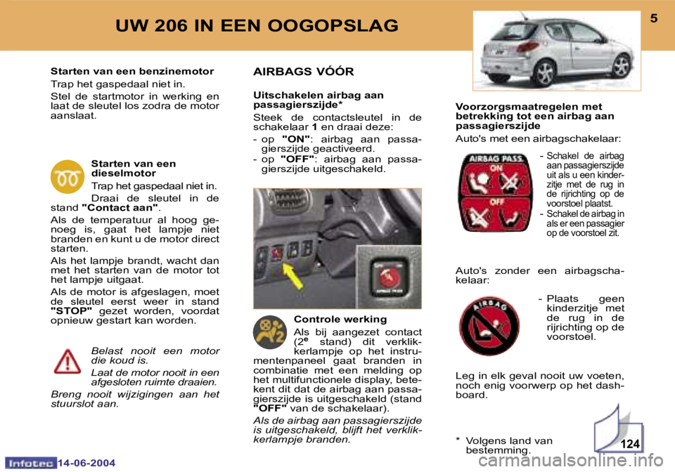 PEUGEOT 206 2004  Instructieboekje (in Dutch) �1�2�4
�4
�1�4�-�0�6�-�2�0�0�4
�5
�1�4�-�0�6�-�2�0�0�4
�U�W� �2�0�6� �I�N� �E�E�N� �O�O�G�O�P�S�L�A�G
�V�o�o�r�z�o�r�g�s�m�a�a�t�r�e�g�e�l�e�n� �m�e�t�  
�b�e�t�r�e�k�k�i�n�g� �t�o�t� �e�e�n� �a�i�r�b