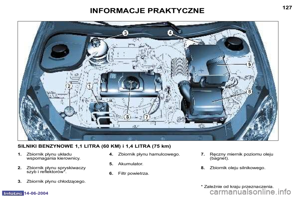 PEUGEOT 206 2004  Instrukcja obsługi (in Polish) �1�2�7
�1�4�-�0�6�-�2�0�0�4
�I�N�F�O�R�M�A�C�J�E� �P�R�A�K�T�Y�C�Z�N�E
�1�.�  �Z�b�i�o�r�n�i�k� �p�ł�y�n�u� �u�k�ł�a�d�u� 
�w�s�p�o�m�a�g�a�n�i�a� �k�i�e�r�o�w�n�i�c�y�.
�2�. �  �Z�b�i�o�r�n�i�k� �p