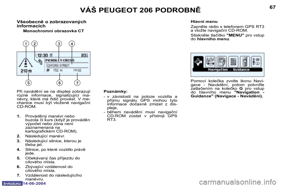 PEUGEOT 206 2004  Návod na použití (in Czech) �6�6
�1�4�-�0�6�-�2�0�0�4
�6�7
�1�4�-�0�6�-�2�0�0�4
�V�š�e�o�b�e�c�n)� �o� �z�o�b�r�a�z�o�v�a�n�ý�c�h�  
�i�n�f�o�r�m�a�c�í�c�h
�M�o�n�o�c�h�r�o�m�n�í� �o�b�r�a�z�o�v�k�a� �C�T�H�l�a�v�n�í� �m�e