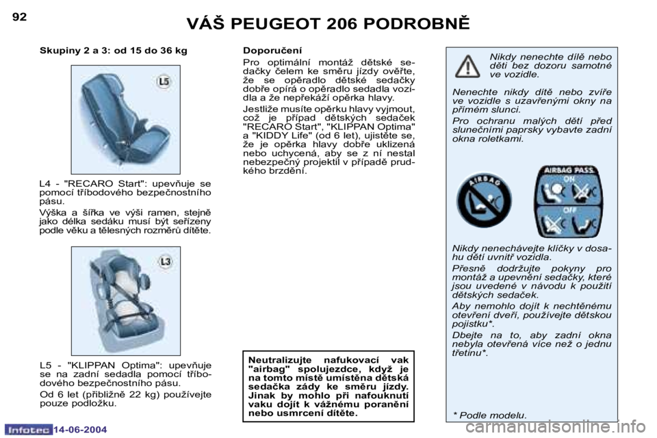 PEUGEOT 206 2004  Návod na použití (in Czech) �9�2
�1�4�-�0�6�-�2�0�0�4
�9�3
�1�4�-�0�6�-�2�0�0�4
�V�Á�Š� �P�E�U�G�E�O�T� �2�0�6� �P�O�D�R�O�B�N(
�N�i�k�d�y�  �n�e�n�e�c�h�t�e�  �d�í�l)�  �n�e�b�o�  
�d)�t�i�  �b�e�z�  �d�o�z�o�r�u�  �s�a�m