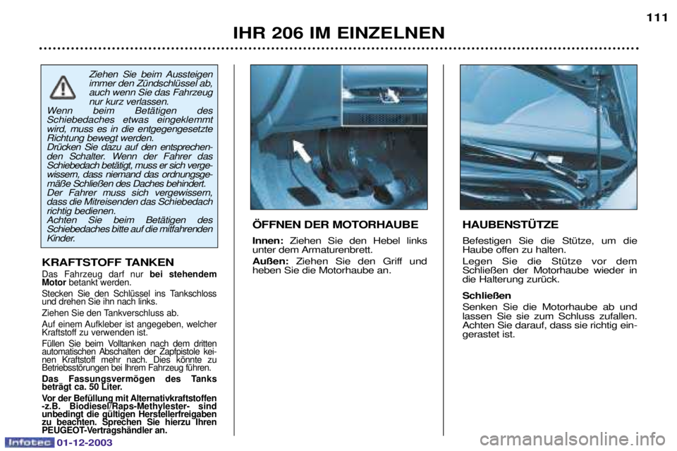 PEUGEOT 206 2003.5  Betriebsanleitungen (in German) 01-12-2003
IHR 206 IM EINZELNEN111
HAUBENST†TZE  
* ,  ,   
5
& 
@ ,  , 	  
,3 	 /	
 +	 
5