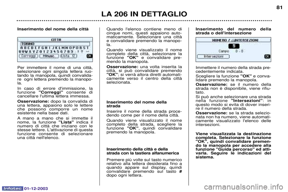 PEUGEOT 206 2003.5  Manuale duso (in Italian) 01-12-2003
LA 206 IN DETTAGLIO81


 


  	
  	  


	
 	 	 


 
*
	  	 %	 	*

	




		* 
