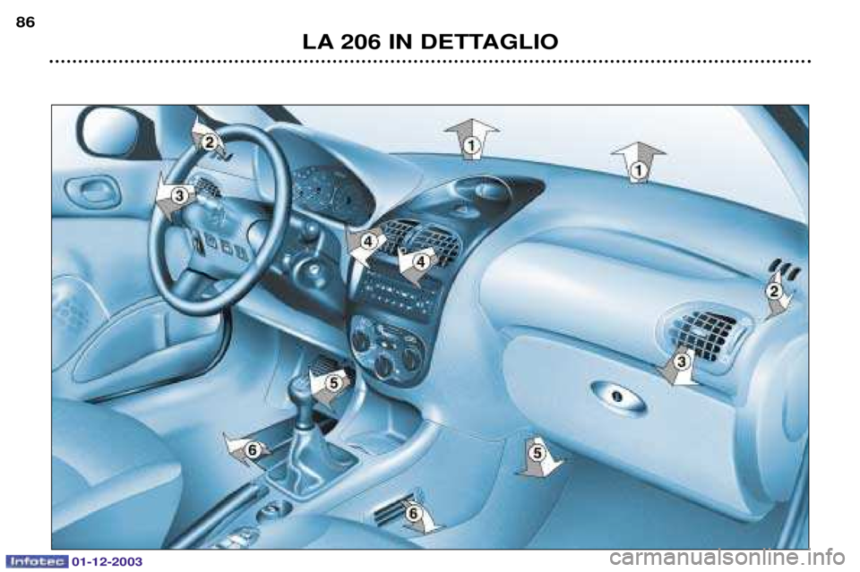 PEUGEOT 206 2003.5  Manuale duso (in Italian) 01-12-2003
LA 206 IN DETTAGLIO
86  