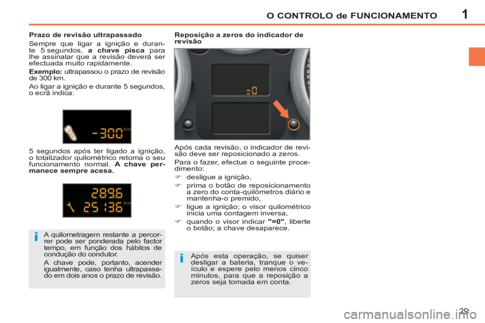 PEUGEOT 207 2011 Manual de utilização (in Portuguese) 1
i
i
O CONTROLO de FUNCIONAMENTO
29
A quilometragem restante a percor-
rer pode ser ponderada pelo factor
tempo, em função dos hábitos de
condução do condutor.
A chave pode, portanto, ace PEUGEOT 207 2011 Manual de utilização (in Portuguese) 1
i
i
O CONTROLO de FUNCIONAMENTO
29
A quilometragem restante a percor-
rer pode ser ponderada pelo factor
tempo, em função dos hábitos de
condução do condutor.
A chave pode, portanto, ace