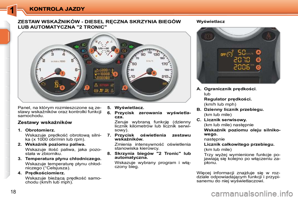 PEUGEOT 207 2010  Instrukcja obsługi (in Polish) 18
�Z�E�S�T�A�W� �W�S�K�AD�N�I�K�Ó�W� �-� �D�I�E�S�E�L� �R&�C�Z�N�A� �S�K�R�Z�Y�N�I�A� �B�I�E�G�Ó�W� 
�L�U�B� �A�U�T�O�M�A�T�Y�C�Z�N�A� �"�2� �T�R�O�N�I�C�"� 
� �P�a�n�e�l�,� �n�a� �k�t�ó