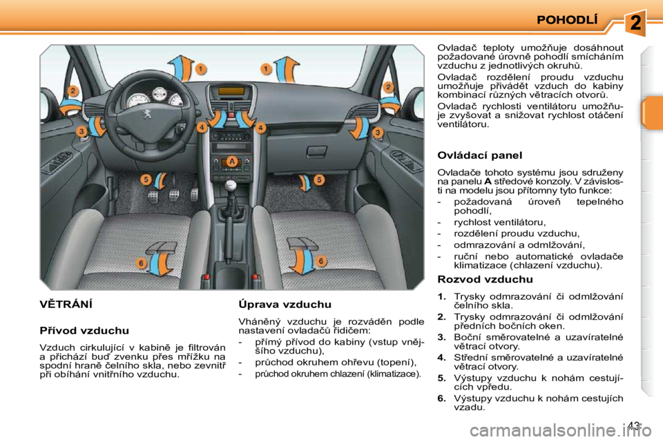 PEUGEOT 207 2010  Návod na použití (in Czech) 43
�V(�T�R�Á�N�Í� � � �Ú�p�r�a�v�a� �v�z�d�u�c�h�u�  
� �V�h�á�n)�n�ý�  �v�z�d�u�c�h�u�  �j�e�  �r�o�z�v�á�d)�n�  �p�o�d�l�e�  
�n�a�s�t�a�v�e�n�í� �o�v�l�a�d�a�čA� 9�i�d�i�č�e�m�:�  
� 