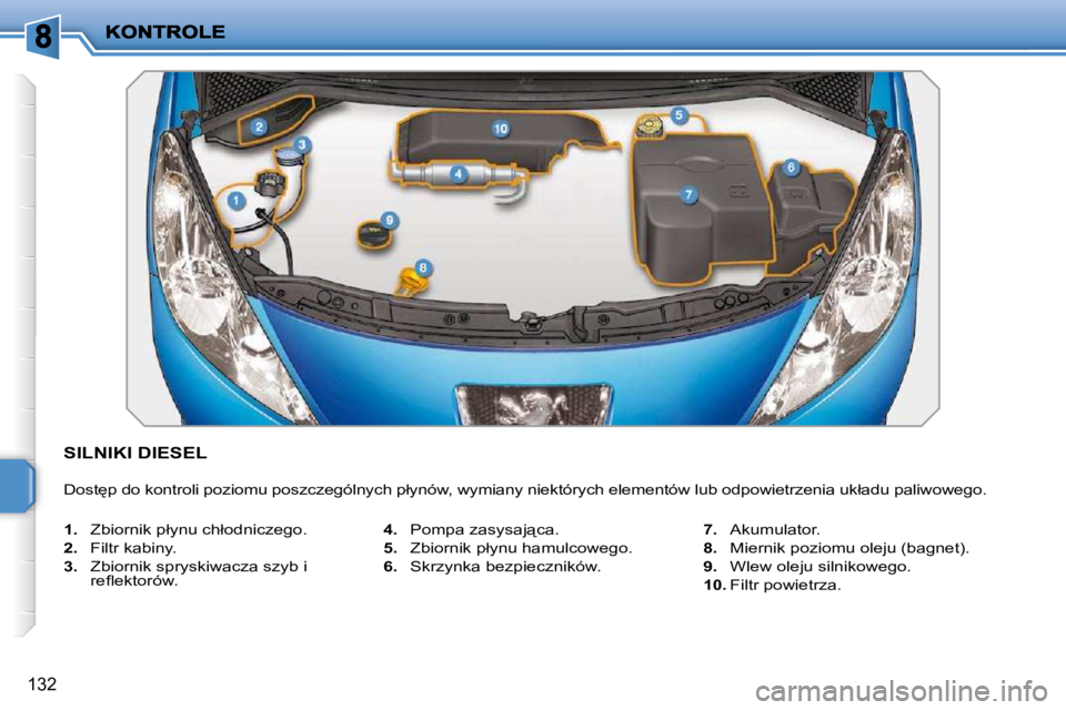 PEUGEOT 207 2009  Instrukcja obsługi (in Polish) 132
� � � � � � � � � � � �S�I�L�N�I�K�I� �D�I�E�S�E�L� 
� �D�o�s�t
�p� �d�o� �k�o�n�t�r�o�l�i� �p�o�z�i�o�m�u� �p�o�s�z�c�z�e�g�ó�l�n�y�c�h� �p�ł�y�n�ó�w�,� �w�y�m�i�a�n�y� �n�i�e�k�t�ó�r�y�c�h�