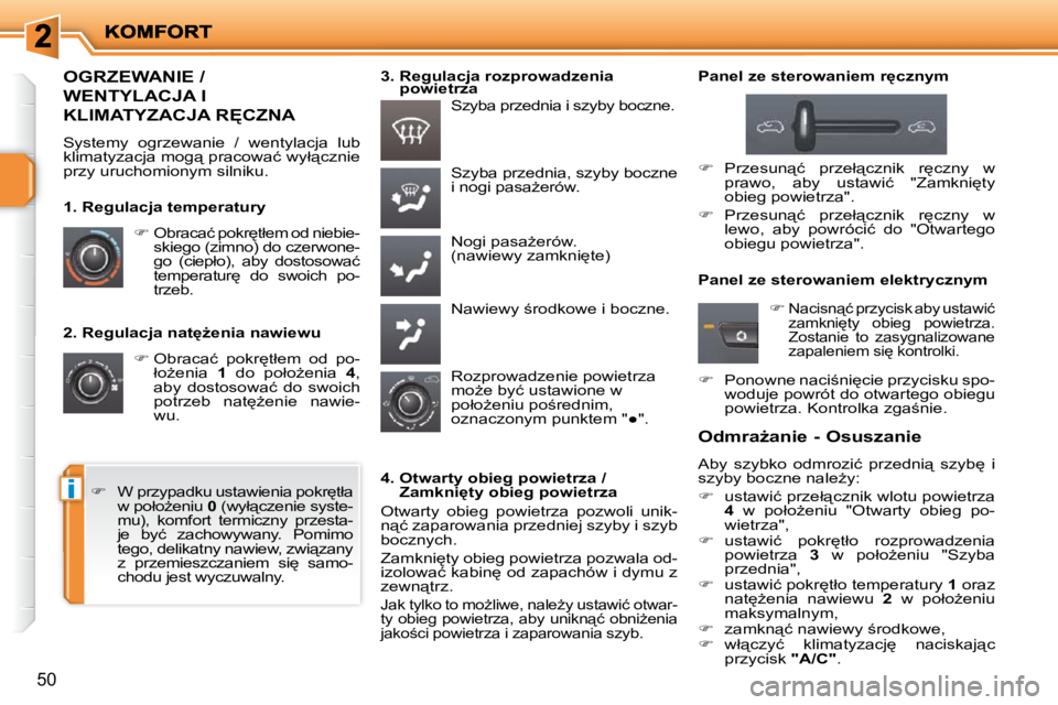 PEUGEOT 207 2009  Instrukcja obsługi (in Polish) i
�5�0
� � �2�.� �R�e�g�u�l�a�c�j�a� �n�a�t
G�e�n�i�a� �n�a�w�i�e�w�u�    
� � � �O�b�r�a�c�a�ć�  �p�o�k�r
�t�ł�e�m�  �o�d�  �p�o�-
�ł�oG�e�n�i�a�  �  1� �  �d�o�  �p�o�ł�oG�e�n�i�a�  �  4