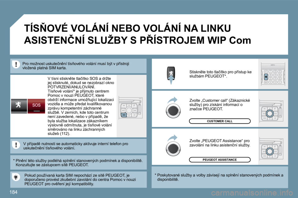 PEUGEOT 207 2009  Návod na použití (in Czech) 184
� �V� �t�í�s�n�i� �s�t�i�s�k�n)�t�e� �t�l�a�č�í�t�k�o� �S�O�S� �a� �d�r�ž�t�e� �j�e�j� �s�t�i�s�k�n�u�t�é�,� �d�o�k�u�d� �s�e� �n�e�z�o�b�r�a�z�í� �o�k�n�o� �P�O�T�V�R�Z�E�N�Í�/�A�N�U�L�O�