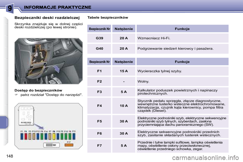PEUGEOT 207 2008.5  Instrukcja obsługi (in Polish) �1�4�8
� � �B�e�z�p�i�e�c�z�n�i�k�i� �d�e�s�k�i� �r�o�z�d�z�i�e�l�c�z�e�j�  
� �S�k�r�z�y�n�k�a�  �z�n�a�j�d�u�j�e�  �s�i
�  �w�  �d�o�l�n�e�j�  �c�z
;�c�i�  
�d�e�s�k�i� �r�o�z�d�z�i�e�l�c�z�e�j� 