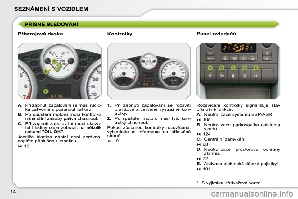 PEUGEOT 207 2008.5  Návod na použití (in Czech) SEZNÁMENÍ S VOZIDLEM
� � �P9�í�s�t�r�o�j�o�v�á� �d�e�s�k�a�  
   
A. � �  �P9�i� �z�a�p�n�u�t�í� �z�a�p�a�l�o�v�á�n�í� �s�e� �m�u�s�í� �r�u�č�i�č�-
�k�a� �p�a�l�i�v�o�m)�r�u� �p�o�s�u�n�o