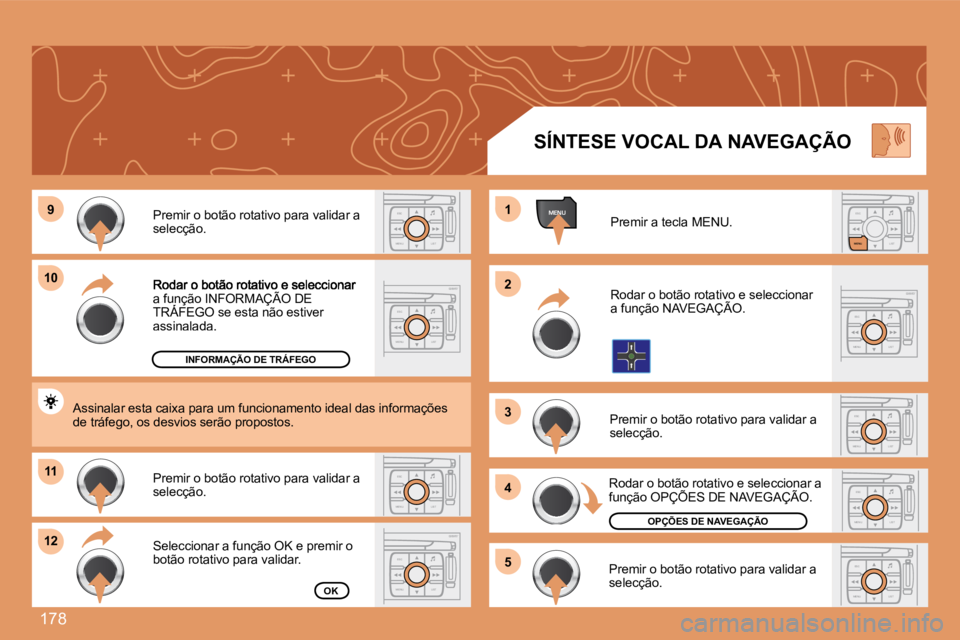 PEUGEOT 207 2008 Manual de utilização (in Portuguese) 178
ESC
MENU LISTESC
MENU LIST
MENU99
1010
1111
1212
11
22
33
44
55
ESC LIST
MENU
ESC
MENU LISTESC
MENU LIST
ESC
MENU LIST
ESC
MENU LISTESC
MENU LIST
ESC
MENU LIST
a função INFORMAÇÃO DE TRÁFEGO PEUGEOT 207 2008 Manual de utilização (in Portuguese) 178
ESC
MENU LISTESC
MENU LIST
MENU99
1010
1111
1212
11
22
33
44
55
ESC LIST
MENU
ESC
MENU LISTESC
MENU LIST
ESC
MENU LIST
ESC
MENU LISTESC
MENU LIST
ESC
MENU LIST
a função INFORMAÇÃO DE TRÁFEGO