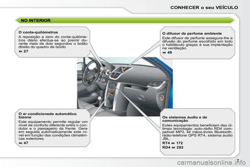 PEUGEOT 207 2008  Manual de utilização (in Portuguese) CONHECER o seu VEÍCULO
  O ar condicionado automático  
bizone  
 Este  equipamento  permite  regular  um  
nível de conforto diferente entre o con-
dutor  e  o  passageiro  da  frente.  Gere 
em  