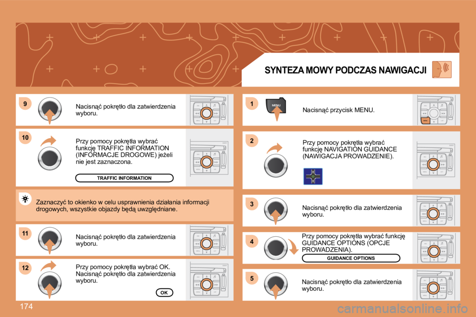PEUGEOT 207 2007.5  Instrukcja obsługi (in Polish) 174
ESC
MENU LISTESC
MENU LIST
MENU9
10
11
12 1 
2 
3 
4
5ESC LIST
MENU
ESC
MENU LISTESC
MENU LIST
ESC
MENU LIST
ESC
MENU LISTESC
MENU LIST
ESC
MENU LIST
�P�r�z�y� �p�o�m�o�c�y� �p�o�k�r
�t�ł�a� �w�
