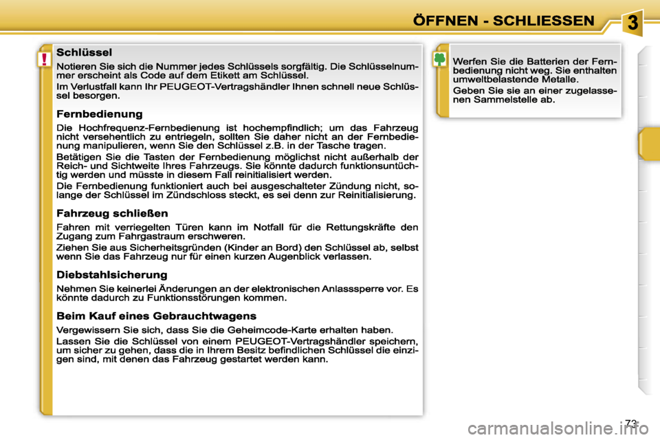 PEUGEOT 207 2007  Betriebsanleitungen (in German) �!
�7�3                                 
