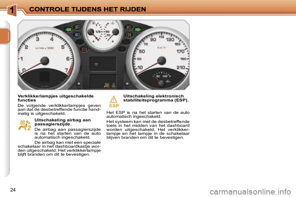 PEUGEOT 207 2007  Instructieboekje (in Dutch) �2�4
�V�e�r�k�l�i�k�k�e�r�l�a�m�p�j�e�s� �u�i�t�g�e�s�c�h�a�k�e�l�d�e� �f�u�n�c�t�i�e�s
�D�e�  �v�o�l�g�e�n�d�e�  �v�e�r�k�l�i�k�k�e�r�l�a�m�p�j�e�s�  �g�e�v�e�n� �a�a�n� �d�a�t� �d�e� �d�e�s�b�e�t�r�