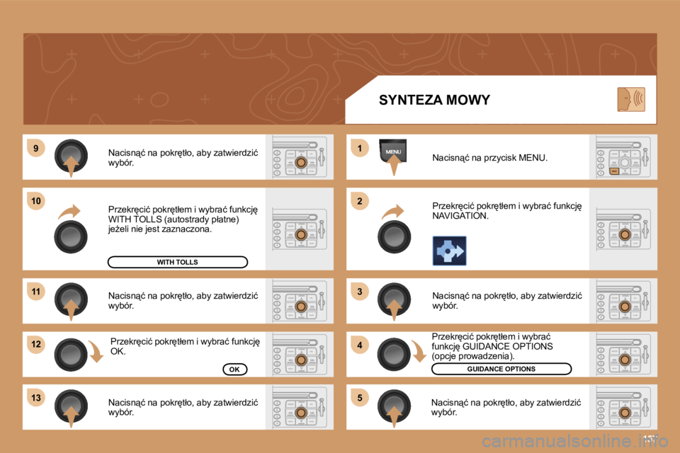 PEUGEOT 207 2005.5  Instrukcja obsługi (in Polish) �1�5�7
�9
�1�0
�1�1
�1�2 
�1�3 �1 
�2 
�3 
�4
�5�N�a�c�i�s�n"�ć� �n�a� �p�o�k�r
�t�ł�o�,� �a�b�y� �z�a�t�w�i�e�r�d�z�i�ć�  
�w�y�b�ó�r�. 
�N�a�c�i�s�n"�ć� �n�a� �p�o�k�r
�t�ł�o�,� �a
