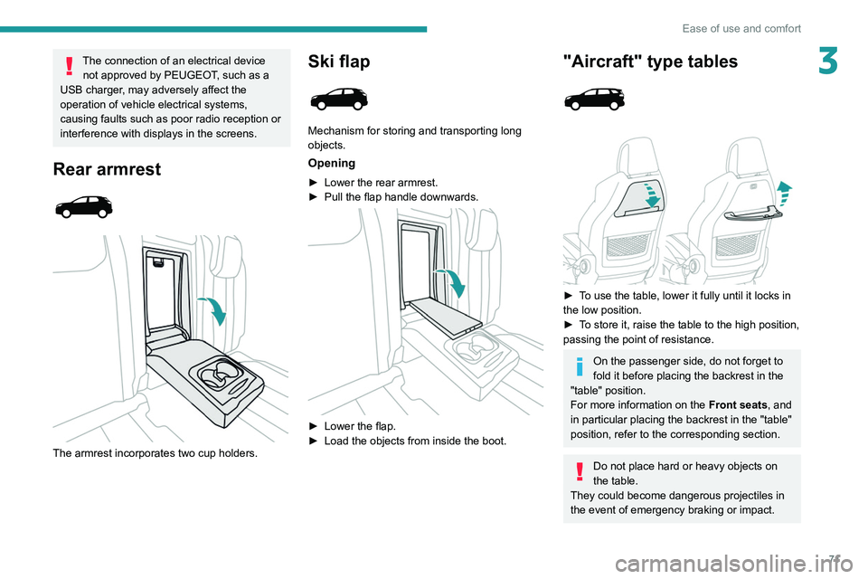PEUGEOT 3008 2020 Manual PDF 71
Ease of use and comfort
3The connection of an electrical device not approved by PEUGEOT, such as a
USB charger, may adversely affect the
operation of vehicle electrical systems,
causing faults s PEUGEOT 3008 2020 Manual PDF 71
Ease of use and comfort
3The connection of an electrical device not approved by PEUGEOT, such as a
USB charger, may adversely affect the
operation of vehicle electrical systems,
causing faults s