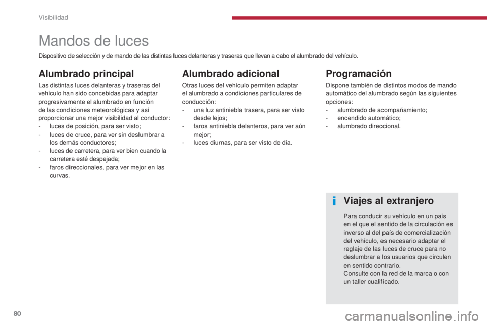 PEUGEOT 3008 2014 Manual del propietario (in Spanish) 80
Mandos de luces
Alumbrado principal
Las distintas luces delanteras y traseras del
vehÃculo han sido concebidas para adaptar
progresivamente el alumbrado en función
de las condiciones meteorolà PEUGEOT 3008 2014 Manual del propietario (in Spanish) 80
Mandos de luces
Alumbrado principal
Las distintas luces delanteras y traseras del
vehÃculo han sido concebidas para adaptar
progresivamente el alumbrado en función
de las condiciones meteorolÃ