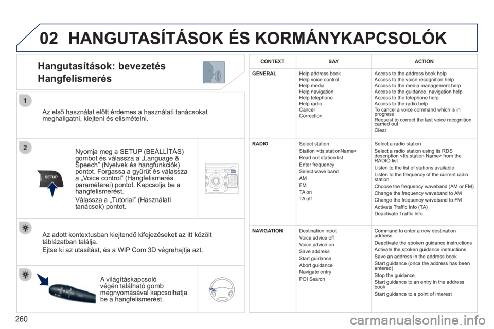 PEUGEOT 3008 2014 Kezelési útmutató (in Hungarian) 02
SETUP2ABC3DEF5JKL4GHI6MNO8TUV7PQRS9WXYZ0*#
1NAVTRAFFICADDR
BOOKSETUP
260
3008_hu_Chap12b_NG4_ed01-2014
Az első használat előtt érdemes a használati tanácsokat
meghallgatni, kiejteni és elis PEUGEOT 3008 2014 Kezelési útmutató (in Hungarian) 02
SETUP2ABC3DEF5JKL4GHI6MNO8TUV7PQRS9WXYZ0*#
1NAVTRAFFICADDR
BOOKSETUP
260
3008_hu_Chap12b_NG4_ed01-2014
Az első használat előtt érdemes a használati tanácsokat
meghallgatni, kiejteni és elis