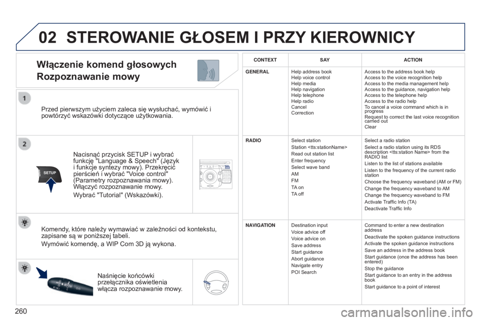 PEUGEOT 3008 2014 Instrukcja obsługi (in Polish) 02
SETUP2ABC3DEF5JKL4GHI6MNO8TUV7PQRS9WXYZ0*#
1NAVTRAFFICADDR
BOOKSETUP
260
3008_pl_Chap12b_NG4_ed01-2014
Przed pierwszym użyciem zaleca się wysłuchać, wymówić i
powtórzyć wskazówki dotyczą PEUGEOT 3008 2014 Instrukcja obsługi (in Polish) 02
SETUP2ABC3DEF5JKL4GHI6MNO8TUV7PQRS9WXYZ0*#
1NAVTRAFFICADDR
BOOKSETUP
260
3008_pl_Chap12b_NG4_ed01-2014
Przed pierwszym użyciem zaleca się wysłuchać, wymówić i
powtórzyć wskazówki dotyczą
