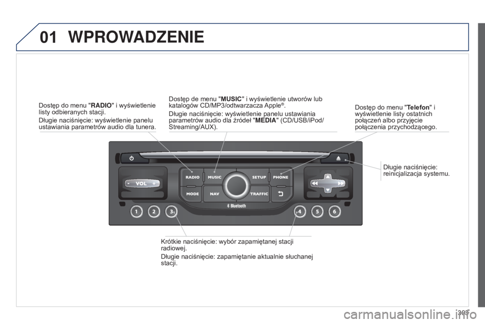 PEUGEOT 3008 2014 Instrukcja obsługi (in Polish) 01
303
3008_pl_Chap12c_RT6-2-8_ed01-2014
Długie naciśnięcie:
reinicjalizacja systemu.
Dostęp do menu "
Telefon" i
wyświetlenie listy ostatnich
połączeń albo przyjęcie
połączenia PEUGEOT 3008 2014 Instrukcja obsługi (in Polish) 01
303
3008_pl_Chap12c_RT6-2-8_ed01-2014
Długie naciśnięcie:
reinicjalizacja systemu.
Dostęp do menu "
Telefon" i
wyświetlenie listy ostatnich
połączeń albo przyjęcie
połączenia