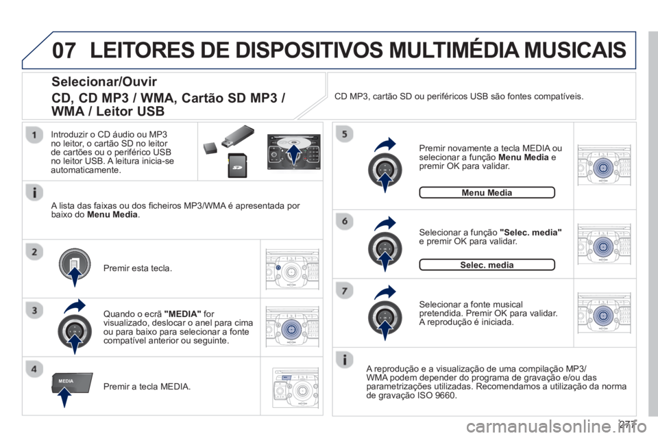 PEUGEOT 3008 2013.5.  Manual de utilização (in Portuguese) 277
07
MEDIA
2ABC3DEF5JKL4GHI6MNO8TUV7PQRS9WXYZ0*#
1RADIO MEDIANAV ESC TRAFFIC
SETUPADDR
BOOK
2ABC3DEF5JKL4GHI6MNO8TUV7PQRS9WXYZ0*#
1RADIO MEDIANAV TRAFFIC
SETUPADDR
BOOK
2ABC3DEF5JKL4GHI6MNO8TUV7PQRS