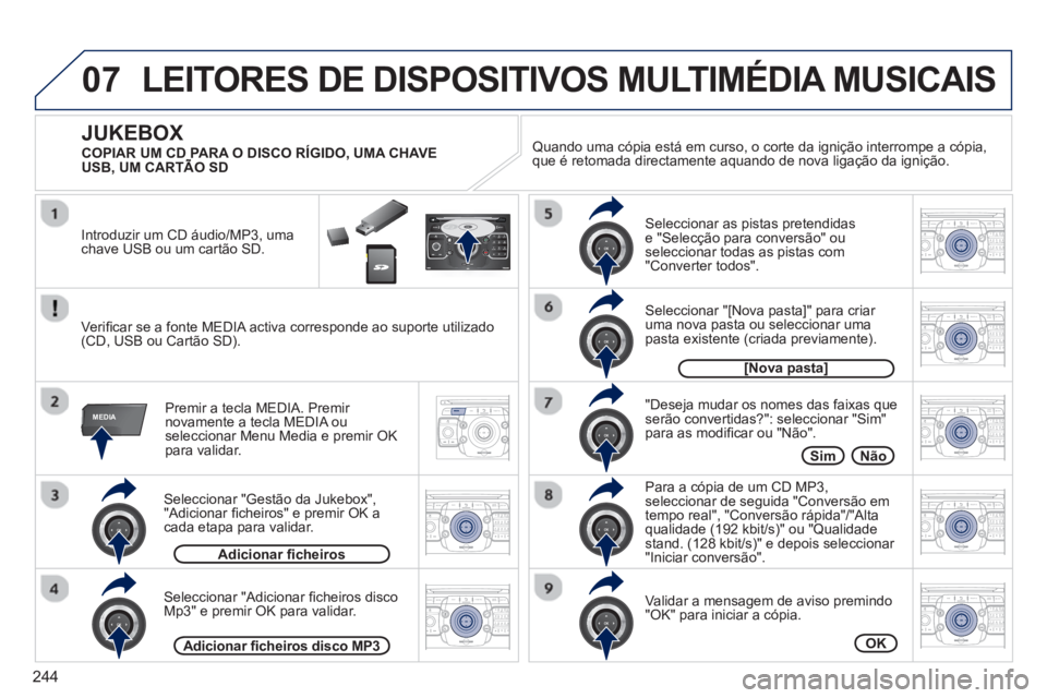 PEUGEOT 3008 2013  Manual de utilização (in Portuguese) 244
07
MEDIA
2ABC3DEF5JKL4GHI6MNO8TUV7PQRS9WXYZ0*#
1RADIO MEDIANAV ESC TRAFFIC
SETUPADDR
BOOK
2ABC3DEF5JKL4GHI6MNO8TUV7PQRS9WXYZ0*#
1RADIO MEDIANAV TRAFFIC
SETUPADDR
BOOK
2ABC3DEF5JKL4GHI6MNO8TUV7PQRS