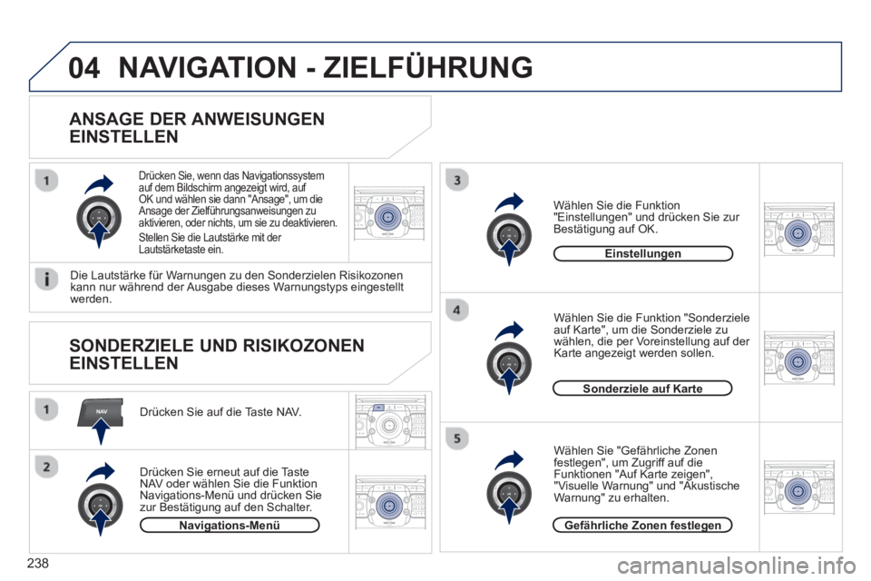 PEUGEOT 3008 2012.5  Betriebsanleitungen (in German) 238
NAV
04
2ABC3DEF5JKL4GHI6MNO8TUV7PQRS9WXYZ0*#
1RADIO MEDIANAV TRAFFIC
SETUPADDR
BOOK
2ABC3DEF5JKL4GHI6MNO8TUV7PQRS9WXYZ0*#
1RADIO MEDIANAV TRAFFIC
SETUPADDR
BOOK
2ABC3DEF5JKL4GHI6MNO8TUV7PQRS9WXYZ0