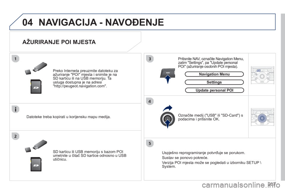 PEUGEOT 3008 2012.5 Upute Za Rukovanje (in Croatian) 237
04
NAV2ABC3DEF5JKL4GHI6MNO8TUV7PQRS9WXYZ0*#
1RADIO MEDIANAV TRAFFIC
SETUPADDR
BOOK
2ABC3DEF5JKL4GHI6MNO8TUV7PQRS9WXYZ0*#
1RADIO MEDIANAV TRAFFIC
SETUPADDR
BOOK
NAVIGACIJA - NAVOĐENJE
Preko PEUGEOT 3008 2012.5 Upute Za Rukovanje (in Croatian) 237
04
NAV2ABC3DEF5JKL4GHI6MNO8TUV7PQRS9WXYZ0*#
1RADIO MEDIANAV TRAFFIC
SETUPADDR
BOOK
2ABC3DEF5JKL4GHI6MNO8TUV7PQRS9WXYZ0*#
1RADIO MEDIANAV TRAFFIC
SETUPADDR
BOOK
NAVIGACIJA - NAVOĐENJE
Preko