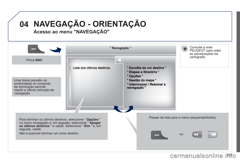PEUGEOT 3008 2012.5 Manual de utilização (in Portuguese) 269
04
""""""""""""gçgçgçgçgçNavegaçãoNavegaçãoNavegaçãoNavegaçãoNavegaçãoNavegaçãoNavegaçãoNavegaçãoNavegaçãoNavegaçãoNavegaçãoNavegaçãoNavegaçãoNãNãNãNãNãNãNãN PEUGEOT 3008 2012.5 Manual de utilização (in Portuguese) 269
04
""""""""""""gçgçgçgçgçNavegaçãoNavegaçãoNavegaçãoNavegaçãoNavegaçãoNavegaçãoNavegaçãoNavegaçãoNavegaçãoNavegaçãoNavegaçãoNavegaçãoNavegaçãoNãNãNãNãNãNãNãN