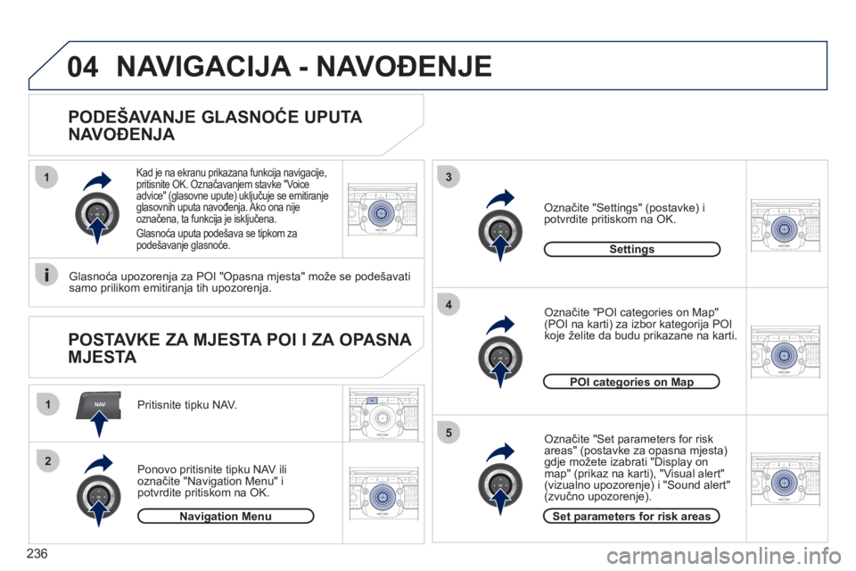 PEUGEOT 3008 2012  Upute Za Rukovanje (in Croatian) 236
NAV
13
4
5
1
2
04
2ABC3DEF5JKL4GHI6MNO8TUV7PQRS9WXYZ0*#
1RADIO MEDIANAV ESC TRAFFIC
SETUPADDR
BOOK
2ABC3DEF5JKL4GHI6MNO8TUV7PQRS9WXYZ0*#
1RADIO MEDIANAV ESC TRAFFIC
SETUPADDR
BOOK
2ABC3DEF5JKL4GHI