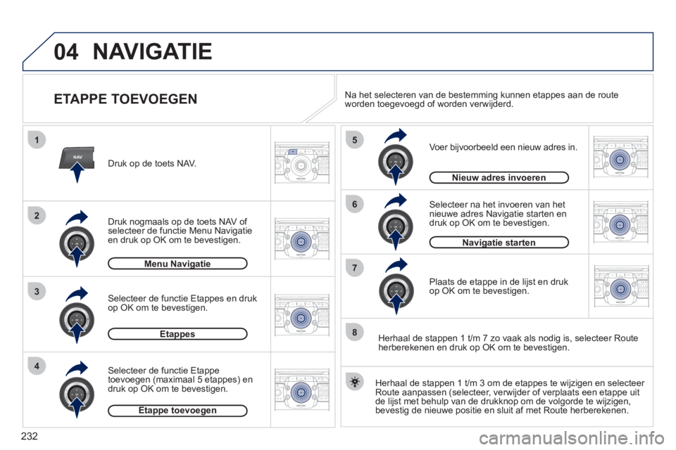 PEUGEOT 3008 2012  Instructieboekje (in Dutch) 232
04
NAV
1
3
4
5
6
7
2
8
2ABC3DEF5JKL4GHI6MNO8TUV7PQRS9WXYZ0*#
1RADIO MEDIANAV ESC TRAFFIC
SETUPADDR
BOOK
2ABC3DEF5JKL4GHI6MNO8TUV7PQRS9WXYZ0*#
1RADIO MEDIANAV ESC TRAFFIC
SETUPADDR
BOOK
2ABC3DEF5JK