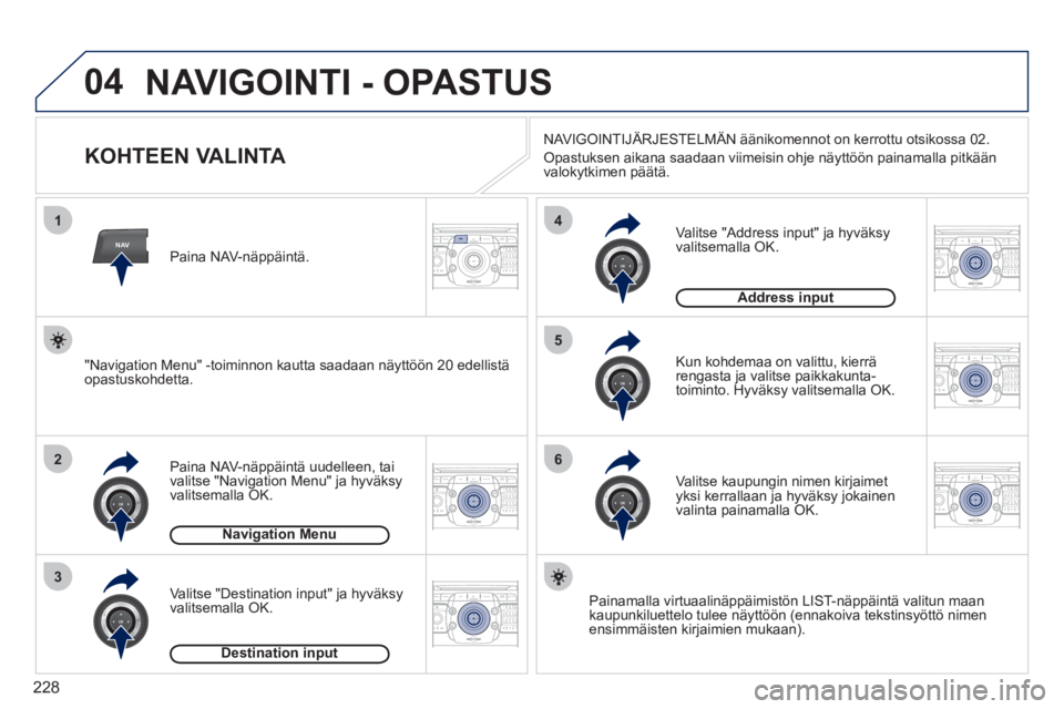 PEUGEOT 3008 2012  Omistajan Käsikirja (in Finnish) 228
04
NAV
1
2
3
4
5
6
2ABC3DEF5JKL4GHI6MNO8TUV7PQRS9WXYZ0*#
1RADIO MEDIANAV ESC TRAFFIC
SETUPADDR
BOOK
2ABC3DEF5JKL4GHI6MNO8TUV7PQRS9WXYZ0*#
1RADIO MEDIANAV ESC TRAFFIC
SETUPADDR
BOOK
2ABC3DEF5JKL4GH