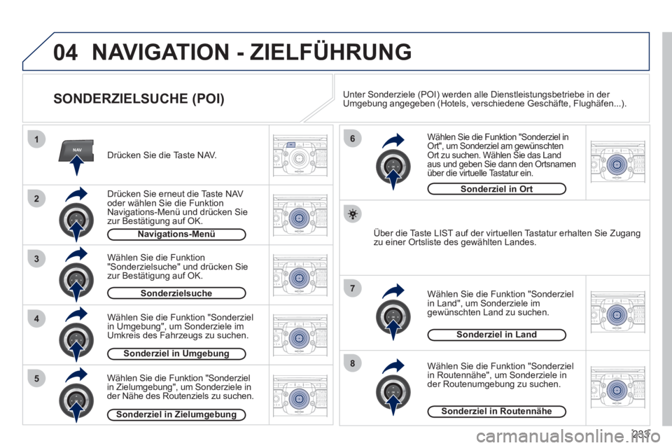 PEUGEOT 3008 2011.5 Betriebsanleitungen (in German) 233
04
NAV1
3
4
6
7
8
2
5
2ABC3DEF5JKL4GHI6MNO8TUV7PQRS9WXYZ0*#
1RADIO MEDIANAV ESC TRAFFIC
SETUPADDR
BOOK
2ABC3DEF5JKL4GHI6MNO8TUV7PQRS9WXYZ0*#
1RADIO MEDIANAV ESC TRAFFIC
SETUPADDR
BOOK
2ABC3DEF5JKL PEUGEOT 3008 2011.5 Betriebsanleitungen (in German) 233
04
NAV1
3
4
6
7
8
2
5
2ABC3DEF5JKL4GHI6MNO8TUV7PQRS9WXYZ0*#
1RADIO MEDIANAV ESC TRAFFIC
SETUPADDR
BOOK
2ABC3DEF5JKL4GHI6MNO8TUV7PQRS9WXYZ0*#
1RADIO MEDIANAV ESC TRAFFIC
SETUPADDR
BOOK
2ABC3DEF5JKL