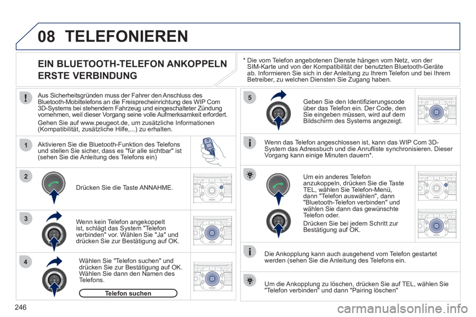 PEUGEOT 3008 2011.5  Betriebsanleitungen (in German) 246
08
1
4
5
3
2
2ABC3DEF5JKL4GHI6MNO8TUV7PQRS9WXYZ0*#
1RADIO MEDIANAV ESC TRAFFIC
SETUPADDR
BOOK
2ABC3DEF5JKL4GHI6MNO8TUV7PQRS9WXYZ0*#
1RADIO MEDIANAV ESC TRAFFIC
SETUPADDR
BOOK
2ABC3DEF5JKL4GHI6MNO8