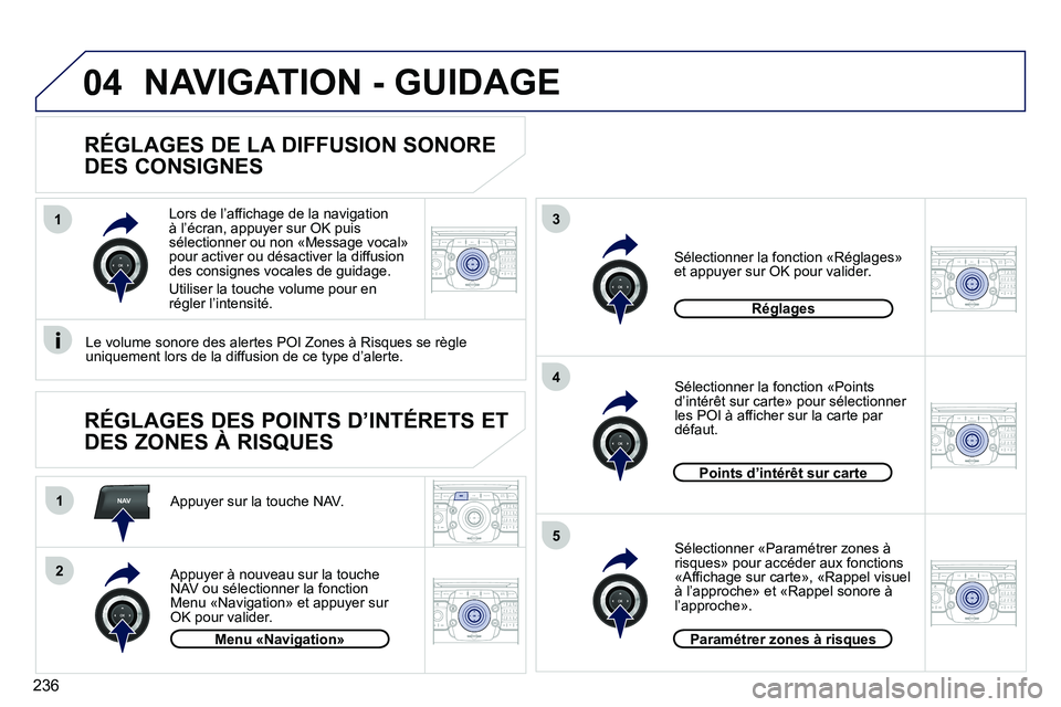 PEUGEOT 3008 2011.5  Manuel du propriétaire (in French) 236
NAV
13
4
5
1
2
04
2ABC3DEF5JKL4GHI6MNO8TUV7PQRS9WXYZ0*#
1RADIO MEDIANAV ESC TRAFFIC
SETUPADDR
BOOK
2ABC3DEF5JKL4GHI6MNO8TUV7PQRS9WXYZ0*#
1RADIO MEDIANAV ESC TRAFFIC
SETUPADDR
BOOK
2ABC3DEF5JKL4GHI