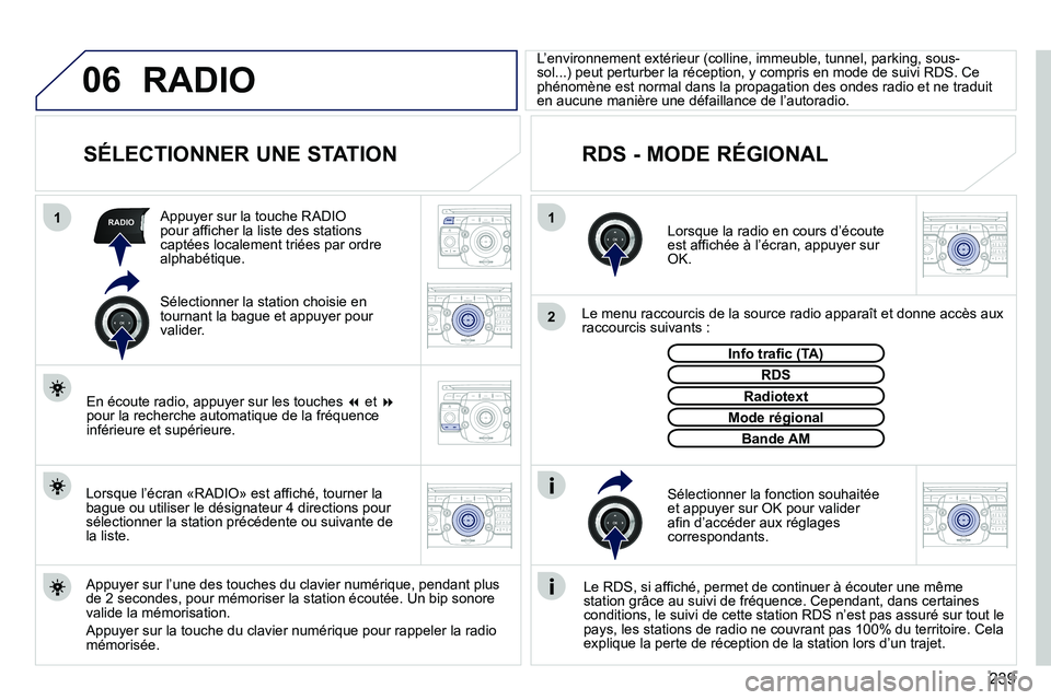 PEUGEOT 3008 2011.5  Manuel du propriétaire (in French) 239
06
11
2
RADIO
2ABC3DEF5JKL4GHI6MNO8TUV7PQRS9WXYZ0*#
1RADIO MEDIANAV ESC TRAFFIC
SETUPADDR
BOOK
2ABC3DEF5JKL4GHI6MNO8TUV7PQRS9WXYZ0*#
1RADIO MEDIANAV ESC TRAFFIC
SETUPADDR
BOOK
2ABC3DEF5JKL4GHI6MNO