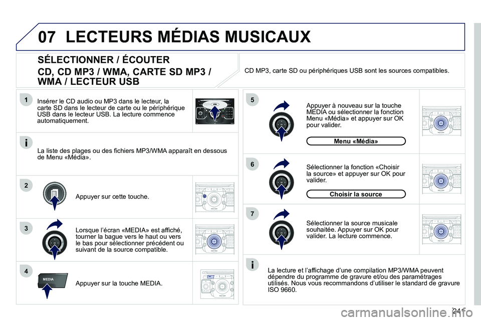 PEUGEOT 3008 2011.5  Manuel du propriétaire (in French) 241
07
4
5
6
3
MEDIA
2ABC3DEF5JKL4GHI6MNO8TUV7PQRS9WXYZ0*#
1RADIO MEDIANAV ESC TRAFFIC
SETUPADDR
BOOK
2
7
2ABC3DEF5JKL4GHI6MNO8TUV7PQRS9WXYZ0*#
1RADIO MEDIANAV ESC TRAFFIC
SETUPADDR
BOOK
2ABC3DEF5JKL4