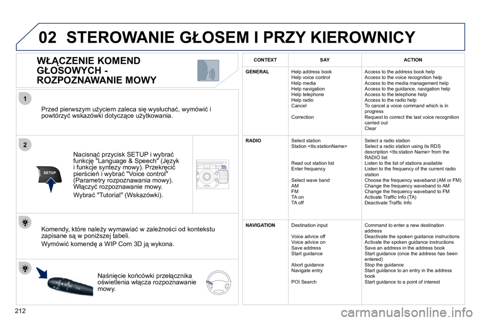 PEUGEOT 3008 2010.5  Instrukcja obsługi (in Polish) 212
2
ABC 3
DEF
5
JKL
4
GHI 6
MNO
8
TUV
7
PQRS 9
WXYZ
0
* #
1
NAV ESC TRAFFIC
ADDR 
BOOKSETUP
02
2
1
SETUP
� � �P�r�z�e�d� �p�i�e�r�w�s�z�y�m� �uG�y�c�i�e�m� �z�a�l�e�c�a� �s�i
� �w�y�s�ł�u�c�h�a�