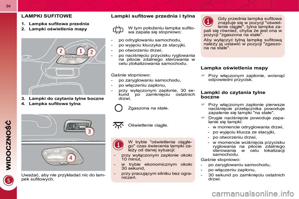 PEUGEOT 3008 2010  Instrukcja obsługi (in Polish) 94
� � � � � � � � � � � �L�A�M�P�K�I� �S�U�F�I�T�O�W�E� 
   
�1�.     �L�a�m�p�k�a� �s�u�ﬁ� �t�o�w�a� �p�r�z�e�d�n�i�a   
  
�2�.     �L�a�m�p�k�i� �o�w�i�e�t�l�e�n�i�a� �m�a�p�y   
  
�3�.     �