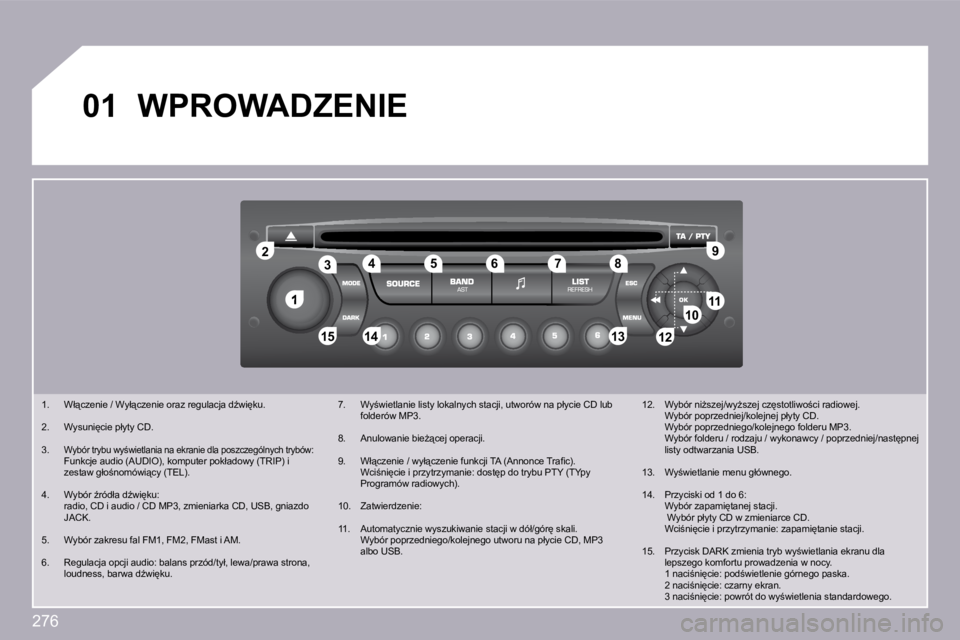 PEUGEOT 3008 2009.5.  Instrukcja obsługi (in Polish) 276
�1
�2�2
�1�0�1�0�1�1�1�1
�1�3�1�3�1�4�1�4�1�5�1�5
�3�3�4�4�5�5�6�6�7�7�8�8�9�9
�1�2�1�2
�0�1� �W�P�R�O�W�A�D�Z�E�N�I�E� 
� � � �1�.� �  �W�ł"�c�z�e�n�i�e� �/� �W�y�ł"�c�z�e�n�i�e� �o�r
