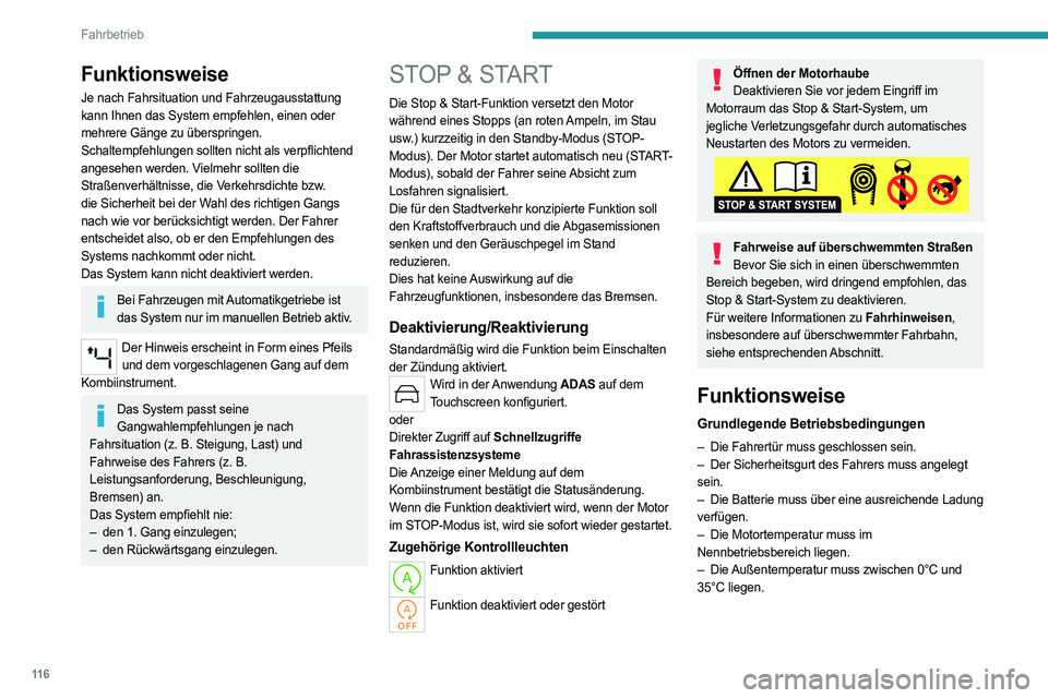 PEUGEOT 308 2022 Betriebsanleitungen (in German) 11 6
Fahrbetrieb
Funktionsweise
Je nach Fahrsituation und Fahrzeugausstattung
kann Ihnen das System empfehlen, einen oder
mehrere Gänge zu überspringen.
Schaltempfehlungen sollten nicht als verpfl PEUGEOT 308 2022 Betriebsanleitungen (in German) 11 6
Fahrbetrieb
Funktionsweise
Je nach Fahrsituation und Fahrzeugausstattung
kann Ihnen das System empfehlen, einen oder
mehrere Gänge zu überspringen.
Schaltempfehlungen sollten nicht als verpfl