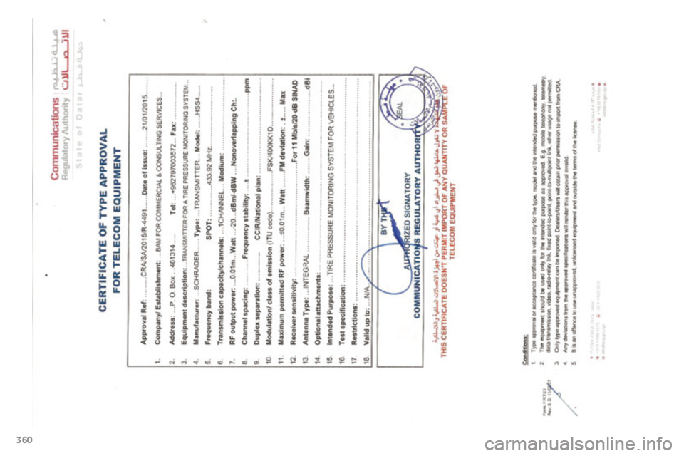 PEUGEOT 4008 2015 Upute Za Rukovanje (in Croatian) 360
4008_hr_Chap12_certificats_ed01-2016 PEUGEOT 4008 2015 Upute Za Rukovanje (in Croatian) 360
4008_hr_Chap12_certificats_ed01-2016