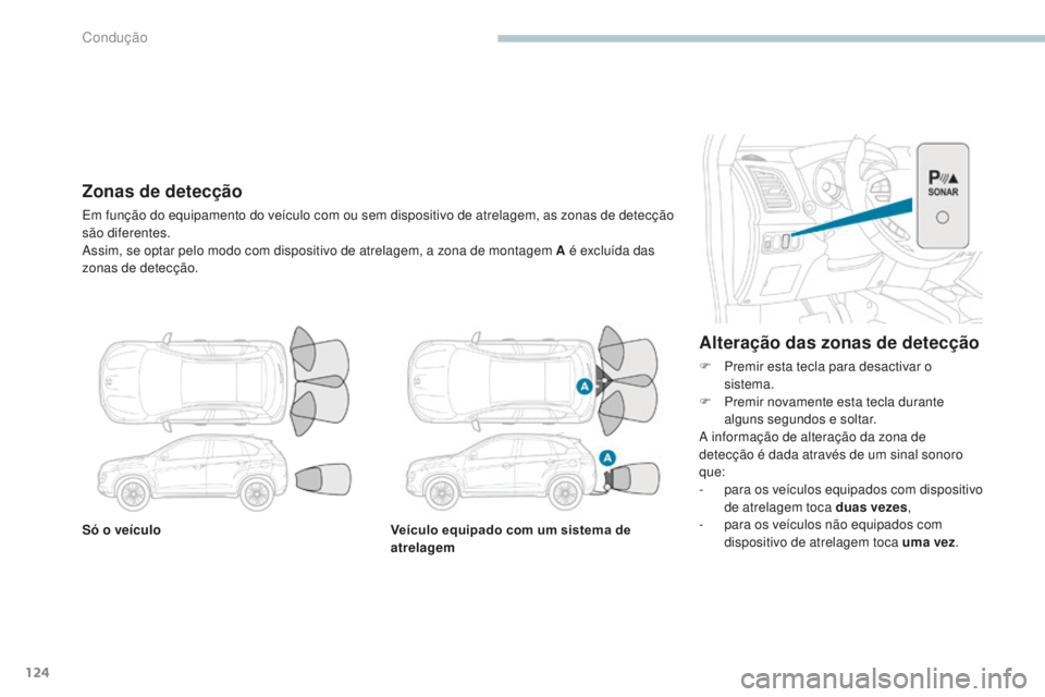 PEUGEOT 4008 2015 Manual de utilização (in Portuguese) 124
4008_pt_Chap04_conduite_ed01-2016
Só o veÃculoVeÃculo equipado com um sistema de
atrelagem
Alteração das zonas de detecção
F Premir esta tecla para desactivar o
sistema.
F
P
remir nova PEUGEOT 4008 2015 Manual de utilização (in Portuguese) 124
4008_pt_Chap04_conduite_ed01-2016
Só o veÃculoVeÃculo equipado com um sistema de
atrelagem
Alteração das zonas de detecção
F Premir esta tecla para desactivar o
sistema.
F
P
remir nova