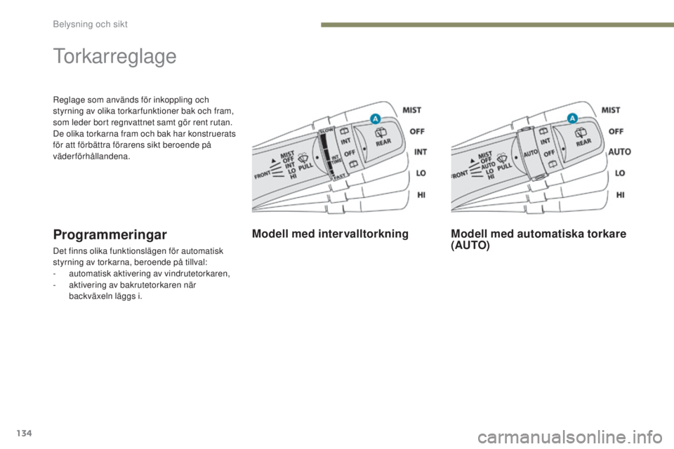 PEUGEOT 4008 2015 Bruksanvisningar (in Swedish) 134
4008_sv_Chap05_Eclairage-et-visibilite_ed01-2016
Reglage som används för inkoppling och
styrning av olika torkar funktioner bak och fram,
som leder bort regnvattnet samt gör rent rutan.
De ol PEUGEOT 4008 2015 Bruksanvisningar (in Swedish) 134
4008_sv_Chap05_Eclairage-et-visibilite_ed01-2016
Reglage som används för inkoppling och
styrning av olika torkar funktioner bak och fram,
som leder bort regnvattnet samt gör rent rutan.
De ol