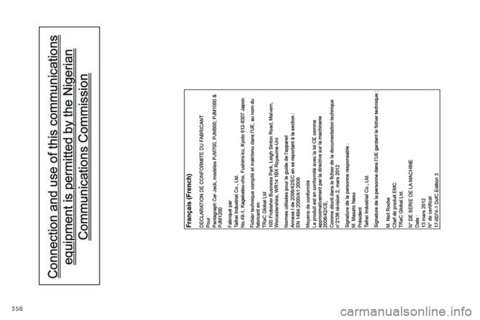 PEUGEOT 4008 2017 Návod na použitie (in Slovakian) 358
4008_sk_Chap12_certificats_ed01-2016 PEUGEOT 4008 2017 Návod na použitie (in Slovakian) 358
4008_sk_Chap12_certificats_ed01-2016